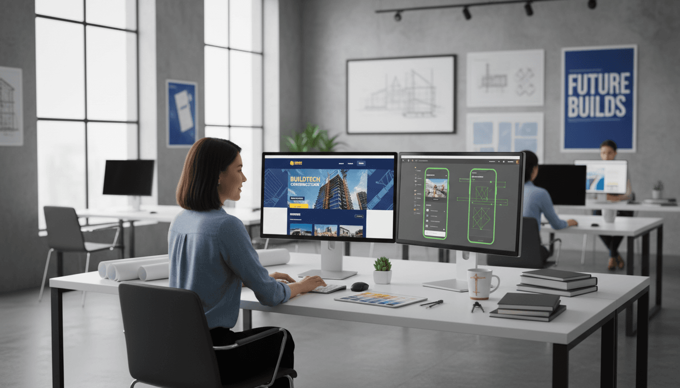 Designer refining a website layout on multiple monitors